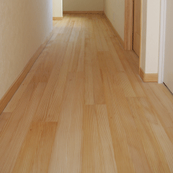 もみの木の床は、やさしい感触で夏涼しく、冬暖かい床になります。